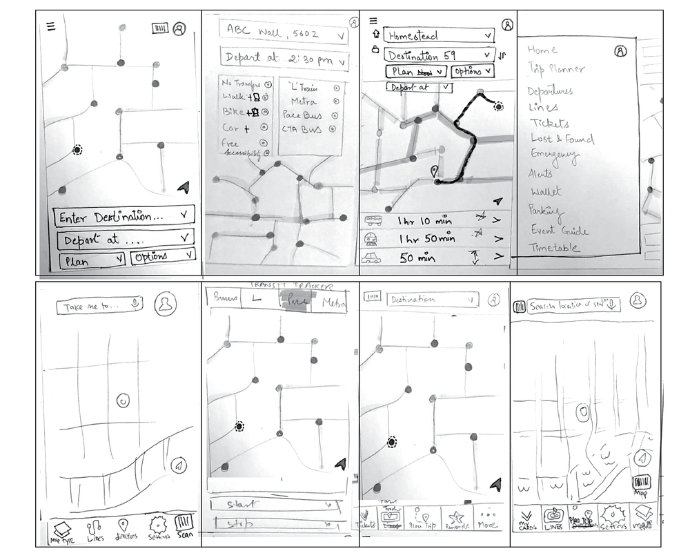 CRAZY 8’s was fun and also pretty insightful as I designed different concept screens for the app to serve the problem of the user.